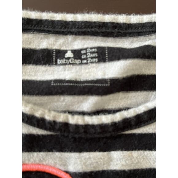 Gap VGUC Black / Light Gray Stripes Long Sleeve Shirt with Cat - Picture 3 of 3